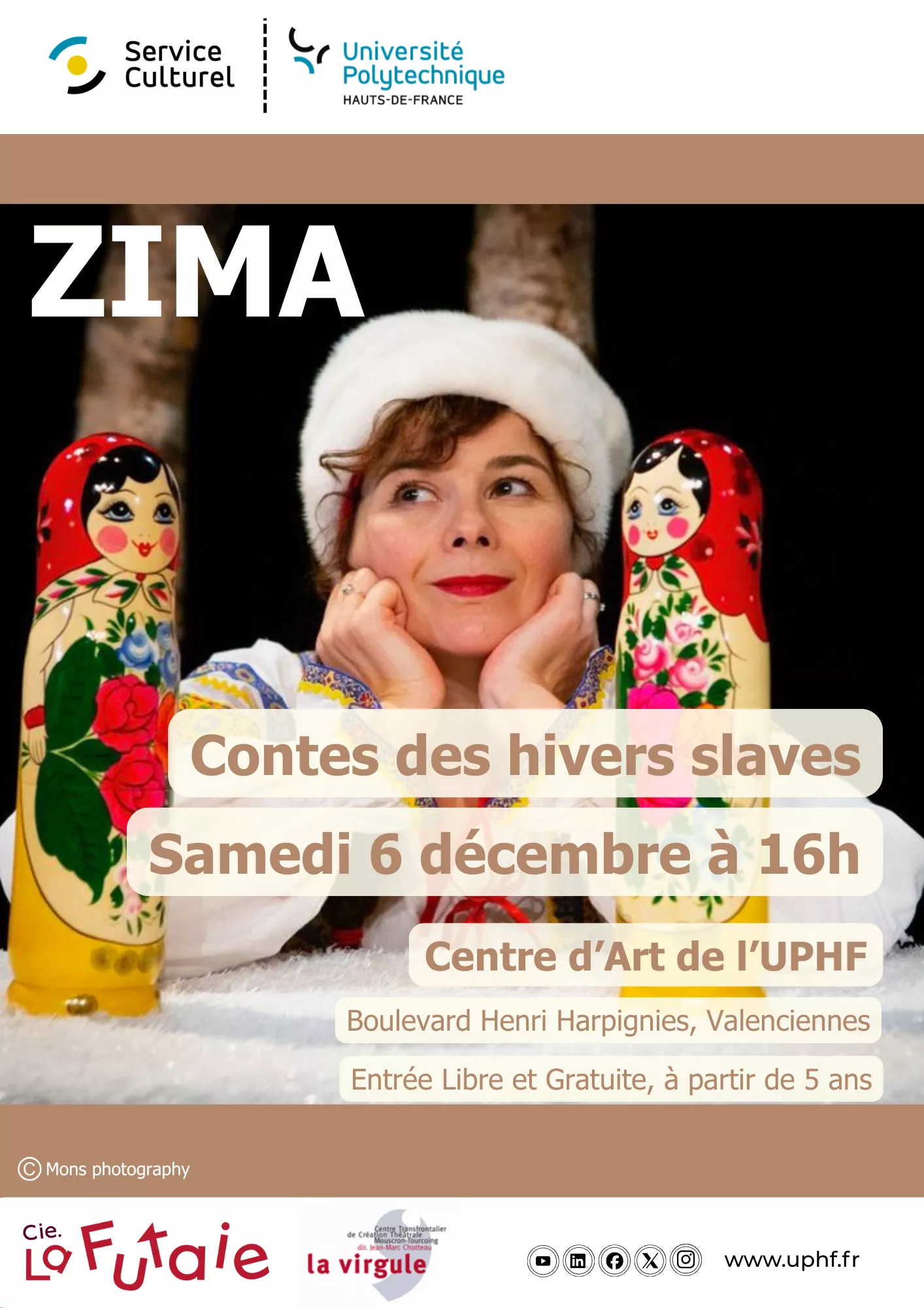 Illustration Portrait. Compagnie La Futaie. Zima - conte des hivers slaves. Interprète - Carole Le Sone. 2025-12-06